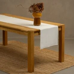 Linen Table Runner -Menique Linen Table Runner White 1