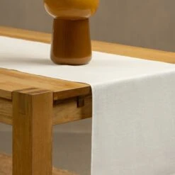 Linen Table Runner Dark Green -Menique Linen Table Runner White 3 1