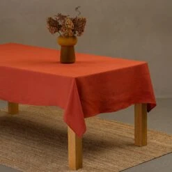 Holiday Linen Tablecloth -Menique Linen Tablecloth Cinnamon Red 1 1
