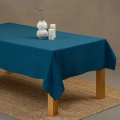 Linen Tablecloth -Menique Linen Tablecloth CobALT bLUE 1