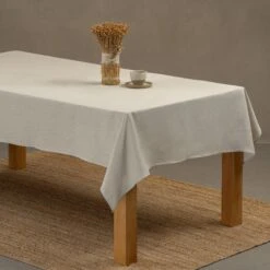 Holiday Linen Tablecloth -Menique Linen Tablecloth Natural 1 1