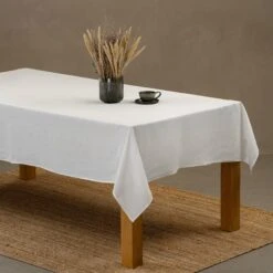Linen Tablecloth -Menique Linen Tablecloth White 1