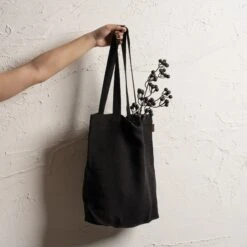 Durable Linen Tote Bag 29 Durable Linen Tote Bag -Menique Linen Tote BagBlack 3 1