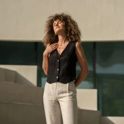 Classic Linen Waistcoat Ava