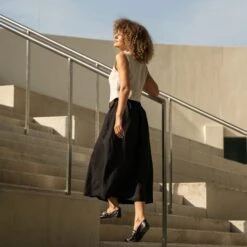 Linen Maxi Skirt With Pockets Sophia 24 Linen Maxi Skirt With Pockets Sophia -Menique Linen Vest Ava Linen Skirt Sophia 1