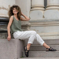 Linen Crop Top Ana Stone Green -Menique Linen crop top Ana 7