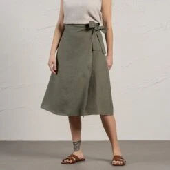 Midi Linen Wrap Skirt Beverly -Menique Linen Wrap Skirt Beverly 1 1