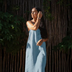 Linen Maxi Beach Dress Livia -Menique Livia CloudyBlue bc8eab2f 03e0 4061 aa15 e24fed75c32a