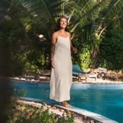 Linen Maxi Beach Dress Livia -Menique Livia Natural 2 1