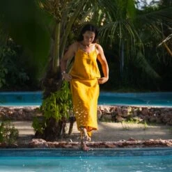 Linen Maxi Beach Dress Livia -Menique Livia Spicy Yellow 3