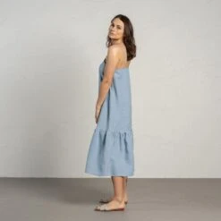 Linen Smock Dress Lisa -Menique Liza Cloudy Blue 2