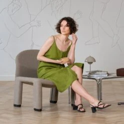 Sleeveless Loose Fit Dress Hope 14 Sleeveless Loose Fit Dress Hope -Menique MENIQUE Linen Button Dress HOPE 13 1