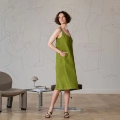 Sleeveless Loose Fit Dress Hope 15 Sleeveless Loose Fit Dress Hope -Menique MENIQUE Linen Button Dress HOPE 3 1