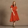 Front Button Dress Brigit Cinnamon Red