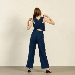 Pinafore Open Back Crop Top Serena 21 Pinafore Open Back Crop Top Serena -Menique MENIQUE Linen Crop TopSERENA PantsLOTUS 5