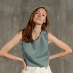 Pinafore Open Back Crop Top Serena 19 Pinafore Open Back Crop Top Serena -Menique MENIQUE Linen Crop TopSerena 2