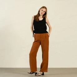 Crop Top With Side Ribbons Audrey -Menique MENIQUE Linen Crop Top AUDREY 1