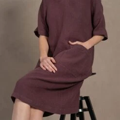 Linen Tunic Ivy Shadow Purple -Menique MENIQUE Linen Dress IVY 7