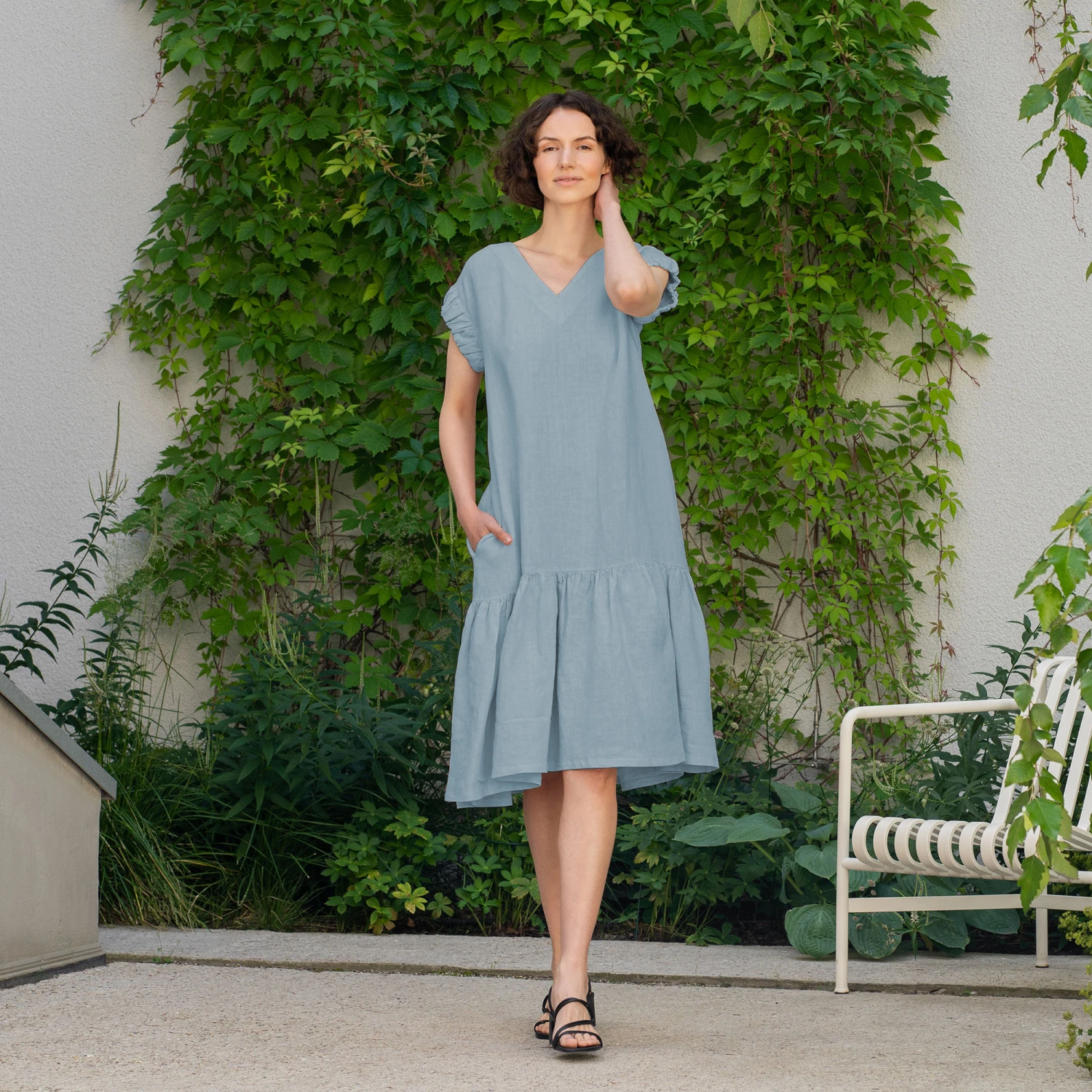 Linen Dress With Ruffles Victoria 5 Linen Dress With Ruffles Victoria - Image 5