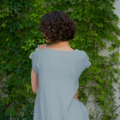 Linen Dress With Ruffles Victoria 14 Linen Dress With Ruffles Victoria -Menique MENIQUE Linen Dress Victoria Cloudy Blue