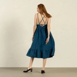 Backless Lace Up Dress Anika -Menique MENIQUE Linen DressANIKA 5