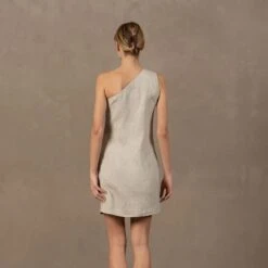 One Shoulder Dress Judith 11 One Shoulder Dress Judith -Menique MENIQUE Linen DressJUDITH 7