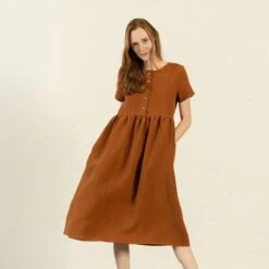 Smock Dress Maria Almond Brown