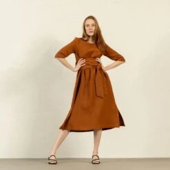 Casual Linen Wrap Dress Miley -Menique MENIQUE Linen DressMILEY 4 1