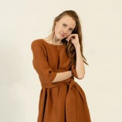 Casual Linen Wrap Dress Miley -Menique MENIQUE Linen DressMILEY 9