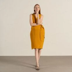 Dress With Side Ribbon Natalie 15 Dress With Side Ribbon Natalie -Menique MENIQUE Linen DressNatalie 1 4fb29470 1df5 45cb b916 2836bcef60f3