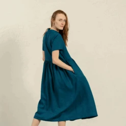 Collar Dress Phoebe -Menique MENIQUE Linen DressPHOEBECobaltBlue 1