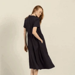 Collar Dress Phoebe -Menique MENIQUE Linen DressPHOEBEPureBlack 1