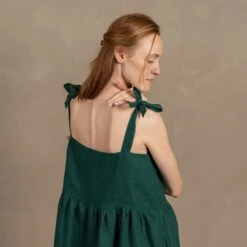 Linen Pinafore Dress Uma -Menique MENIQUE Linen DressUma 12