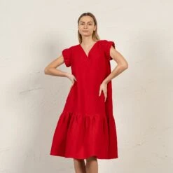 Linen Dress With Ruffles Victoria