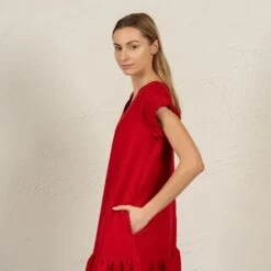 Linen Dress With Ruffles Victoria 12 Linen Dress With Ruffles Victoria -Menique MENIQUE Linen DressVICTORIA 7