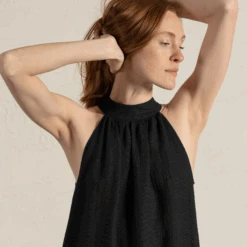 Maxi Halterneck Dress Rachel -Menique MENIQUE Linen Halterneck Dress Rachel Pure Black