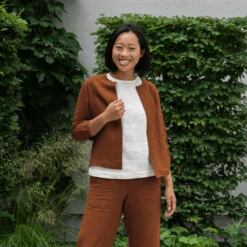 Light Linen Relaxed Jacket Eden -Menique MENIQUE Linen JacketEDENAlmondBrown 2 1