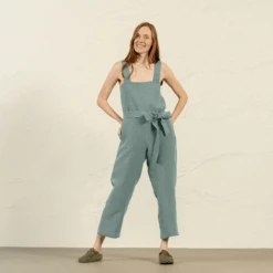 Pinafore Jumpsuit Iris 16 Pinafore Jumpsuit Iris -Menique MENIQUE Linen JumpsuitIRISMintGreen