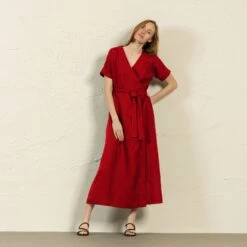 Maxi Wrap Dress Eleanor 14 Maxi Wrap Dress Eleanor -Menique MENIQUE Linen Maxi DressELEANOR 1 082e6414 ebdb 46bb 871d 35fc000678a7