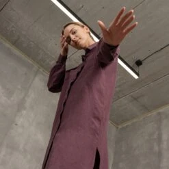 Linen Oversize Shirt Dress Margo Shadow Purple -Menique MENIQUE Linen Shirt DressMARGO 1