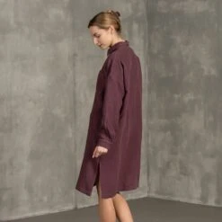 Linen Oversize Shirt Dress Margo Shadow Purple -Menique MENIQUE Linen Shirt DressMARGO 10