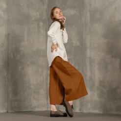 Linen Culottes Lana -Menique MENIQUE Linen Shirt Rebeca Cullotes Lana Almond Brown