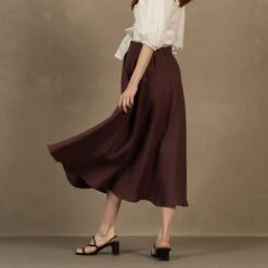 Linen Circle Skirt Evelyn 15 Linen Circle Skirt Evelyn -Menique MENIQUE Linen Skirt EVELYN 4