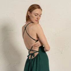 Strap Back Dress Soleil 12 Strap Back Dress Soleil -Menique MENIQUE Linen Strap Back DressSoleil 3