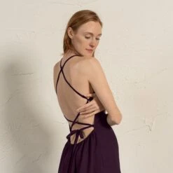 Strap Back Dress Soleil 17 Strap Back Dress Soleil -Menique MENIQUE Linen Strap Back Dress Soleil Shadow Purple