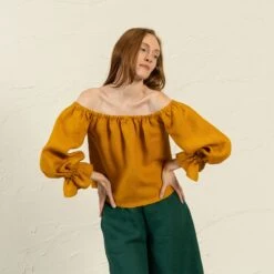 Off Shoulder Blouse With Ruffles Jessica -Menique MENIQUE Linen TopJESSICA 6