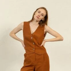 Linen Vest Ava -Menique MENIQUE Linen Vest EVE Pants LOTUS 10