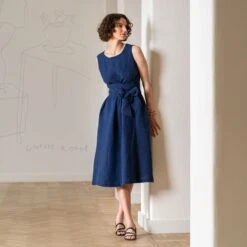 Sleeveless Obi Wrap Dress Hailey -Menique MENIQUE Linen Wrap Dress Hailey 5