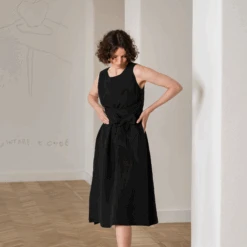 Sleeveless Obi Wrap Dress Hailey -Menique MENIQUE Linen Wrap Dress Hailey Pure black
