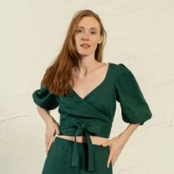 Wrap Crop Top Jenny -Menique MENIQUE Linen Wrap TopJENNY 11